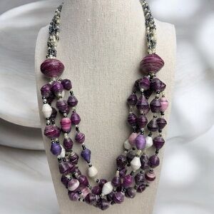 Vintage RARE Marked Teng Yue Purple Multicolored Necklace